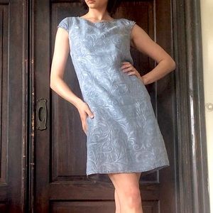Blue Lina Tomei made in Italy S 100% Linen Dress with beautiful embroidery